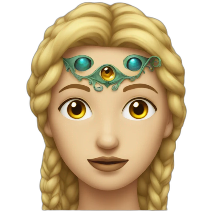 a Renaissance woman with three eyes and  emoji