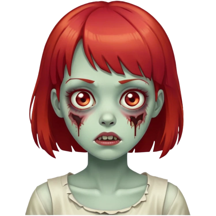 red hair zombie girl with bangs emoji
