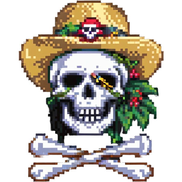 One Piece Straw Hat Pirates Jolly Roger flag with skull wearing straw hat emoji