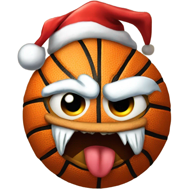Basketball wearing Santa hat devil face emoji