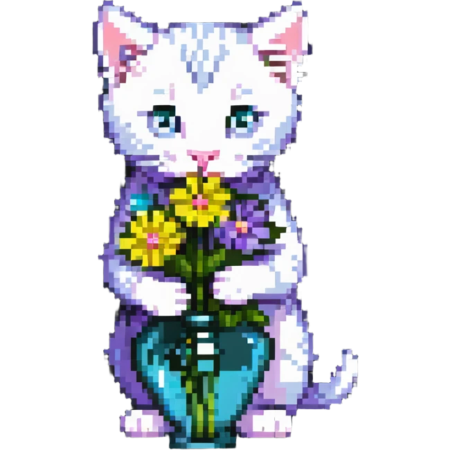 Kitten smells flowers emoji