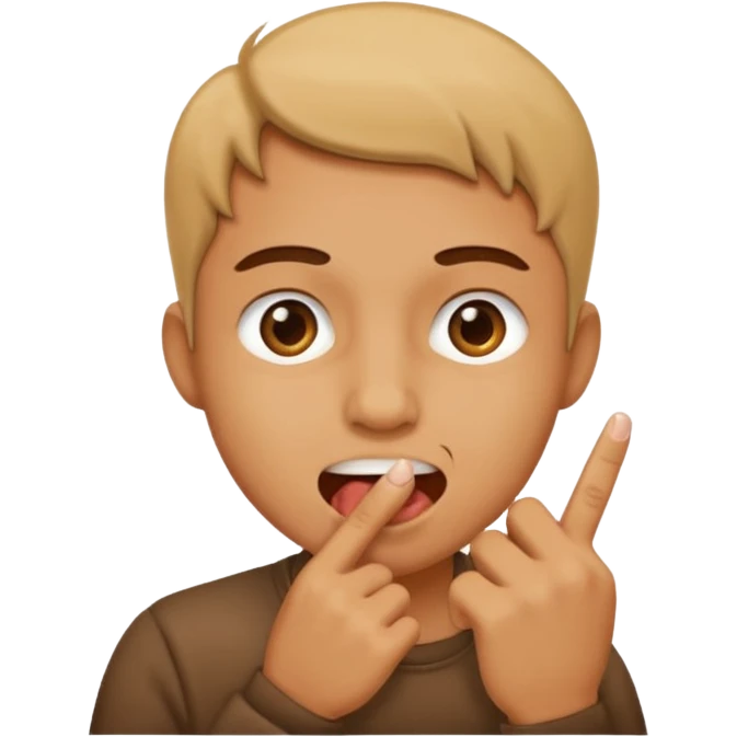 Una cara mordiendose un dedo emoji