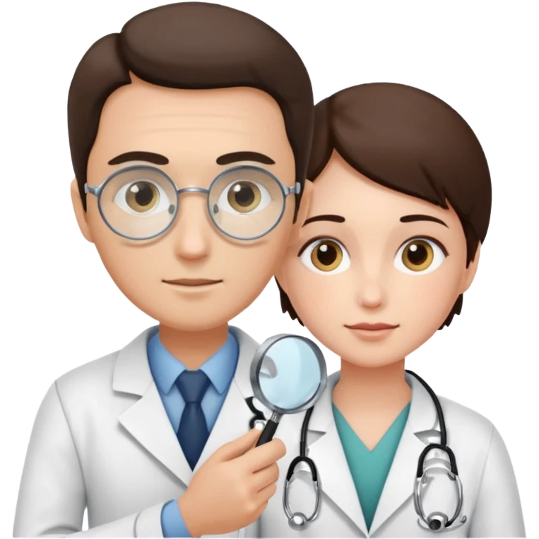 medico olhando a pele de um paciente com uma lupa emoji