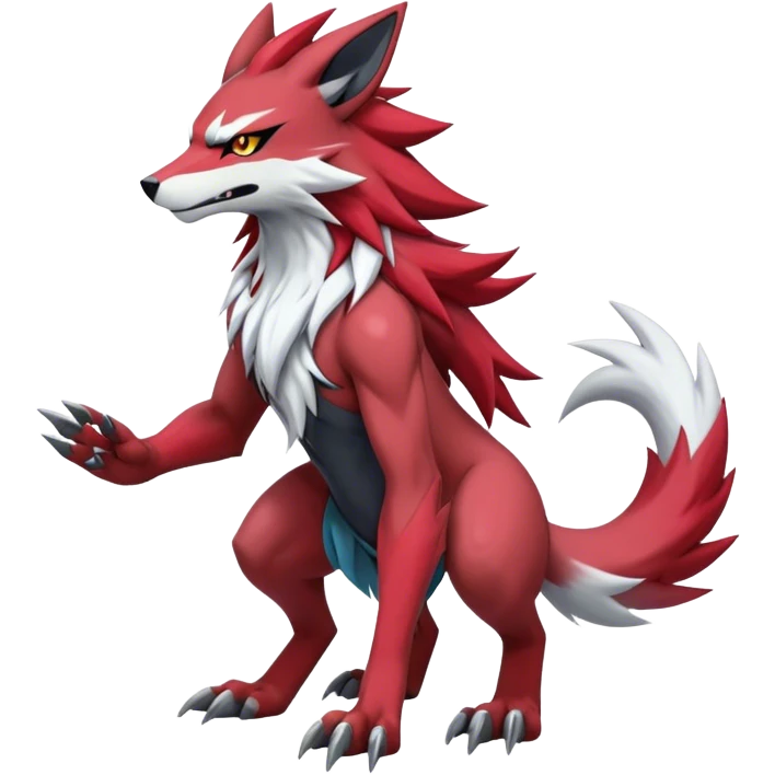  Cool Edgy Godly Digimon-Zoroark-Zeraora-Lycanroc-hybrid full body emoji