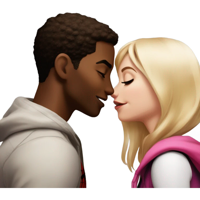 Spider-Man miles morales kissing brown gwen Stacey  emoji