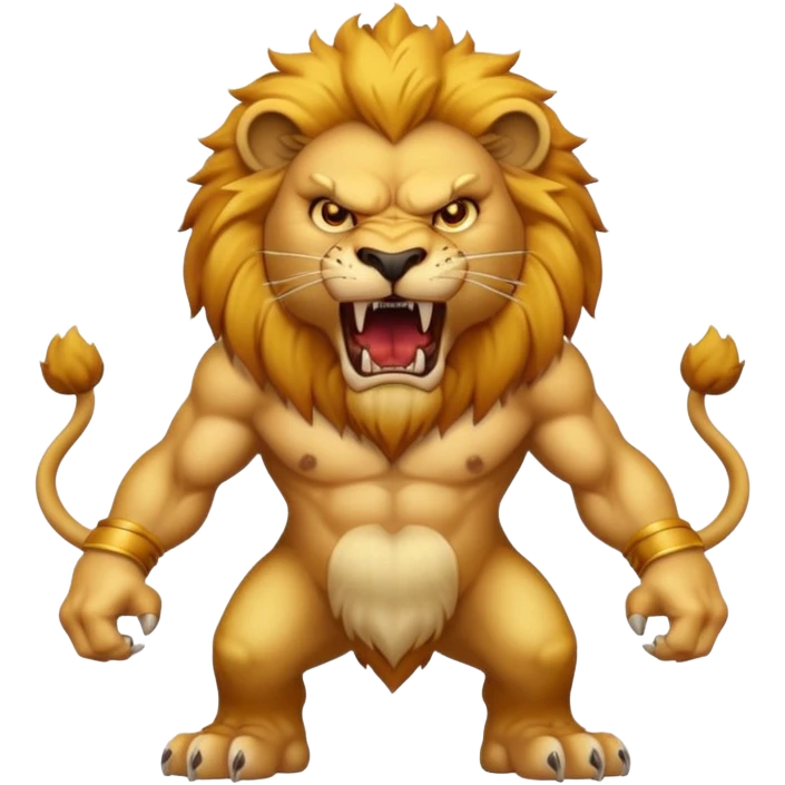 full body of angry lion with fangs, front face  emoji