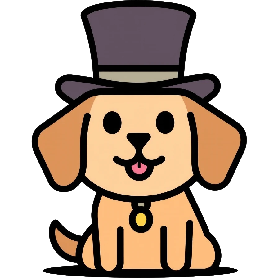 dog wearing a top hat emoji