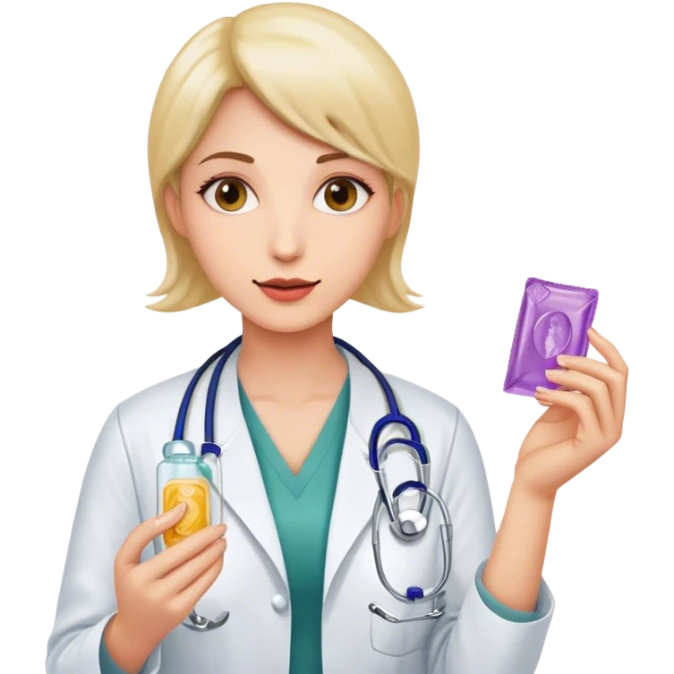 woman doctor holding condom  emoji