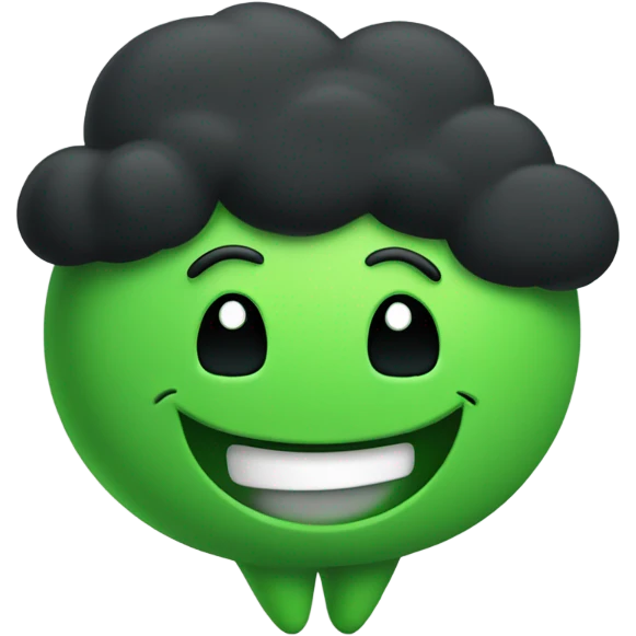 Happy Green Cloud with black arms and legs emoji
