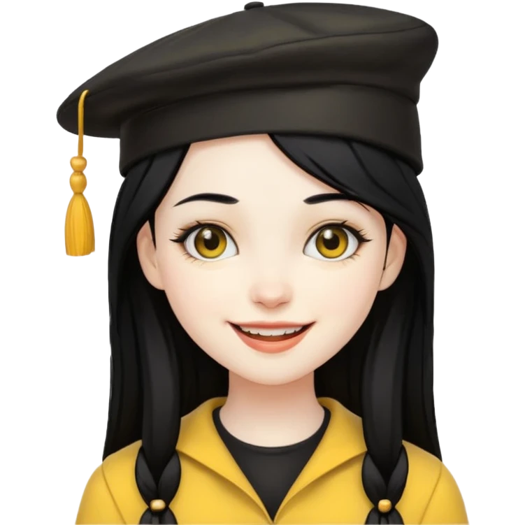 gothic girl black haired with yellow hat emoji