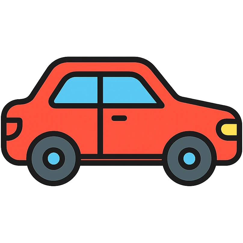 car, side view, minimalistic, color outline icon style emoji