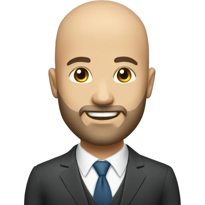 Bald CFO with medium beard, smirk emoji