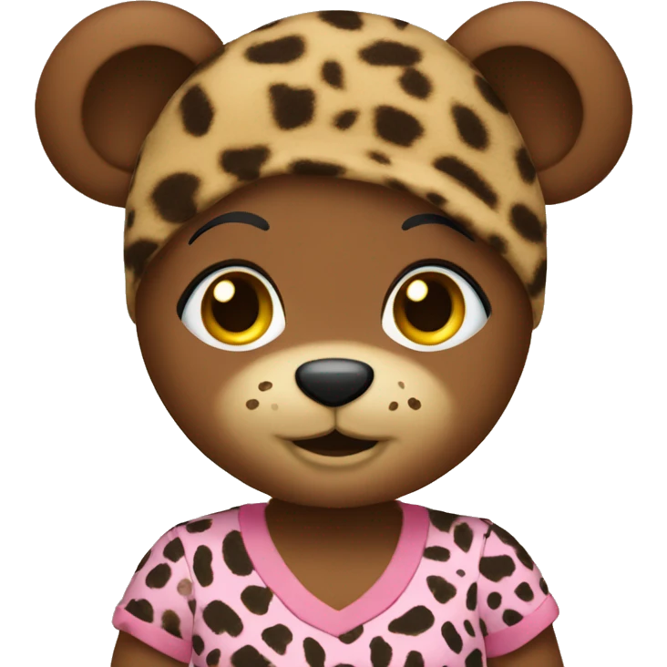 Teddy with Leoprint dress emoji