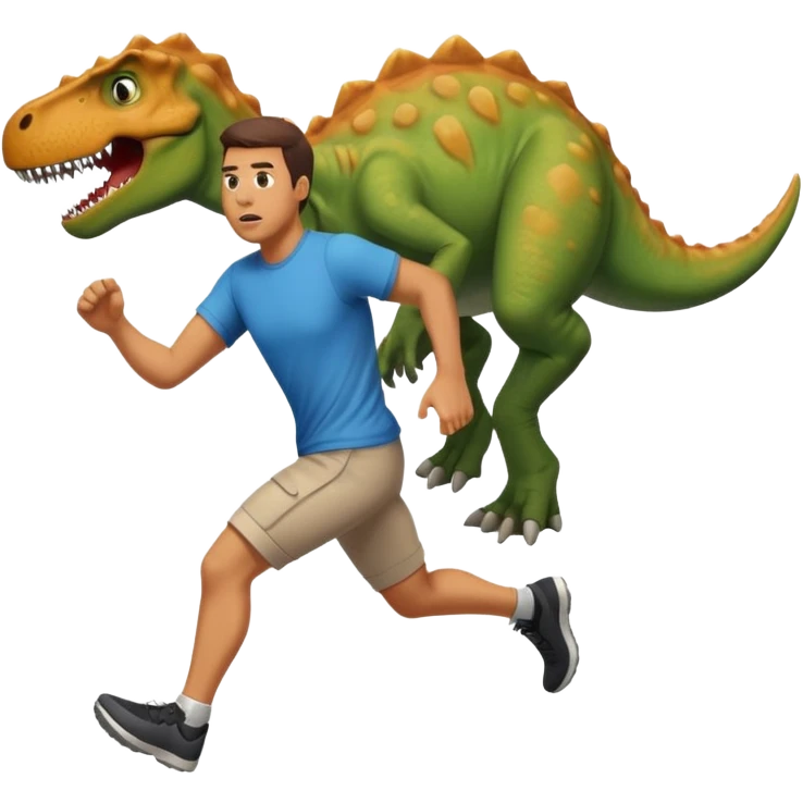 Dude running away from dinosaur emoji