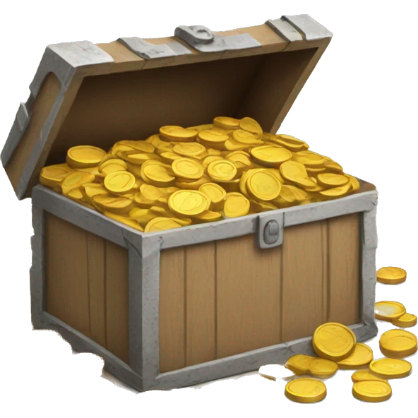 old open box filled with coins emoji