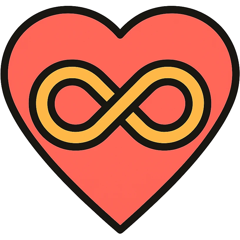 a heart with an infinity symbol inside, clean and modern style emoji