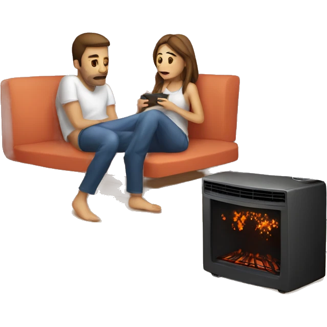 Girl sitting by heater being boring while boyfriend is in bed having fun emoji