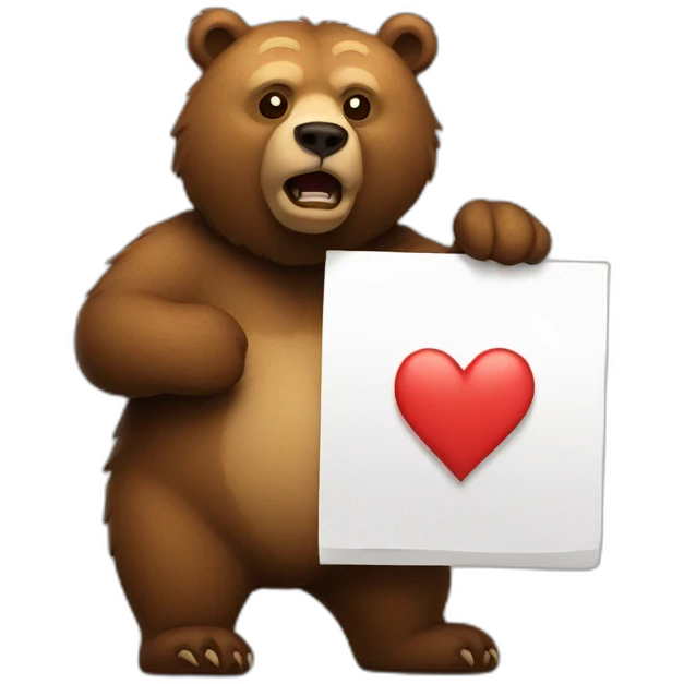 bear holding a rejected sign emoji