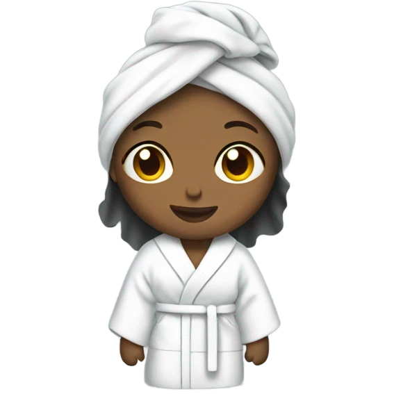 light completed girl in bath robe with hair towel emoji