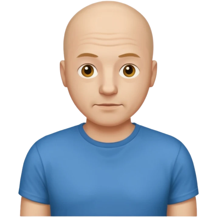 bald man with t shirt emoji
