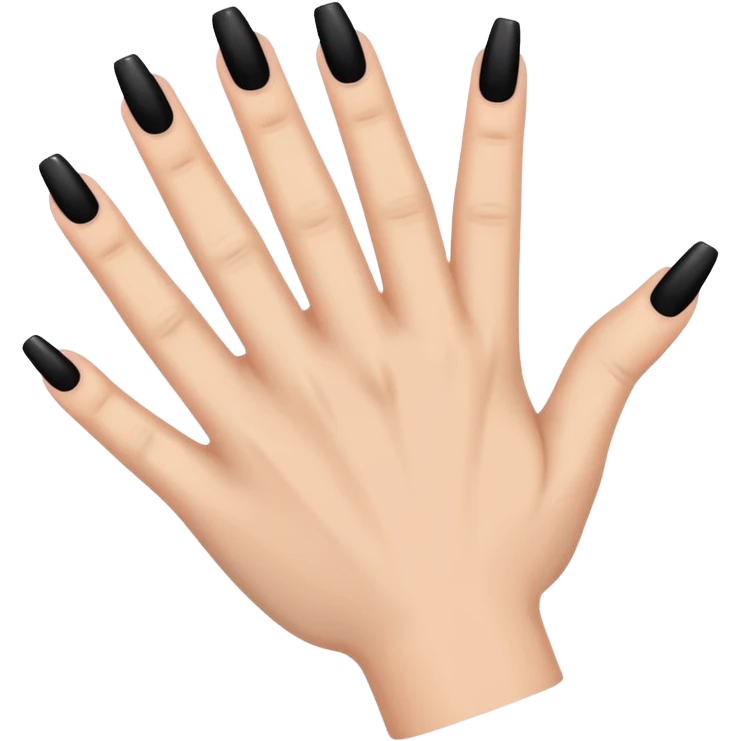 Black long coffin shaped nails on a hand with five fingers  emoji