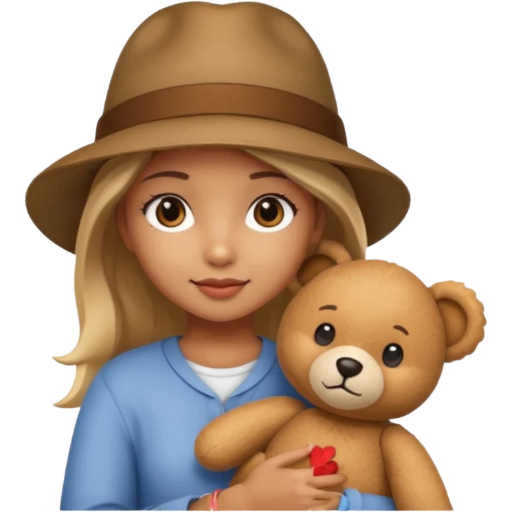 girl wearing hat with teddy bear  emoji