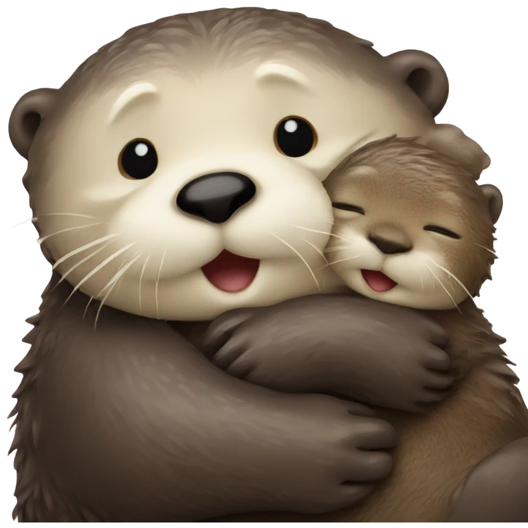 sea otter hugging baby sea otter emoji
