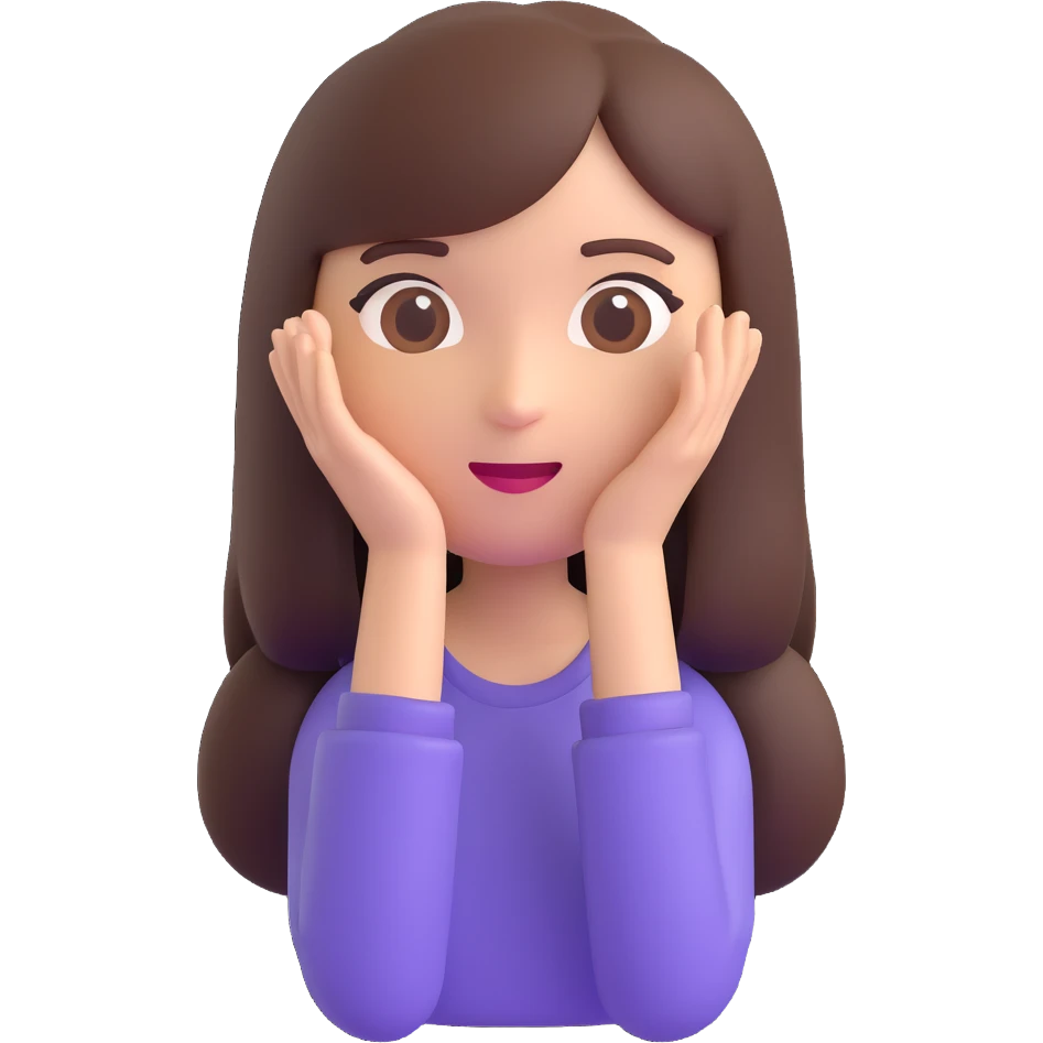 brunette girl acting, 3D emoji style emoji