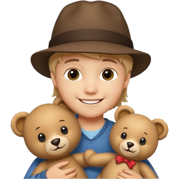 kid wearing hat with teddy bear  emoji