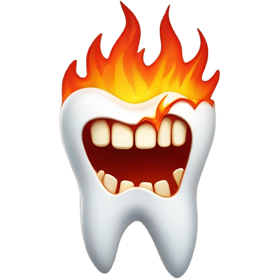 Tooth on fire emoji