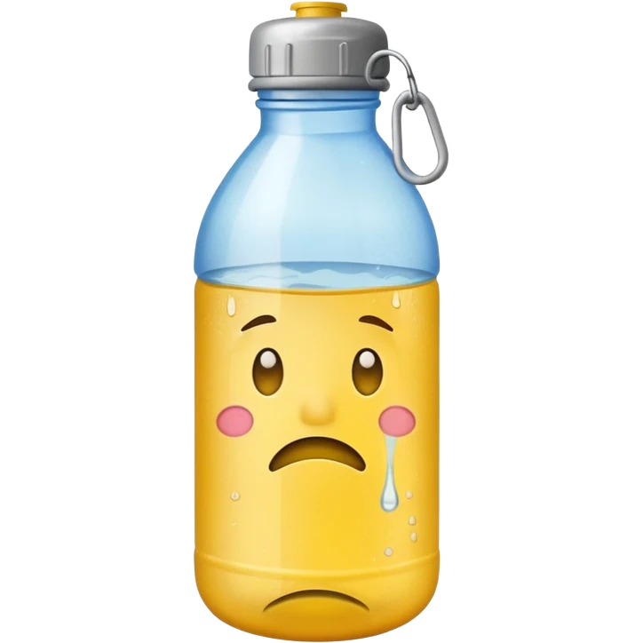 Emoji yellow sad stuck in a water bottle emoji