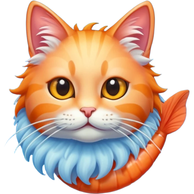 Shrimp cat in ocean emoji