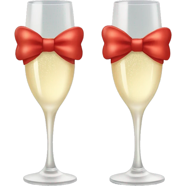 champagne glasses with red bow  emoji
