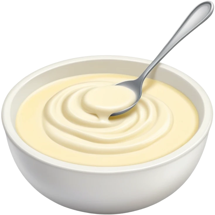 bowl of creamy garlic aioli sauce with a spoon emoji