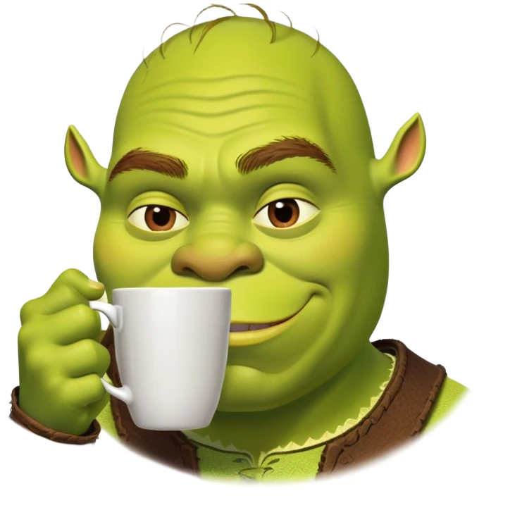 Shrek drinking coffee emoji