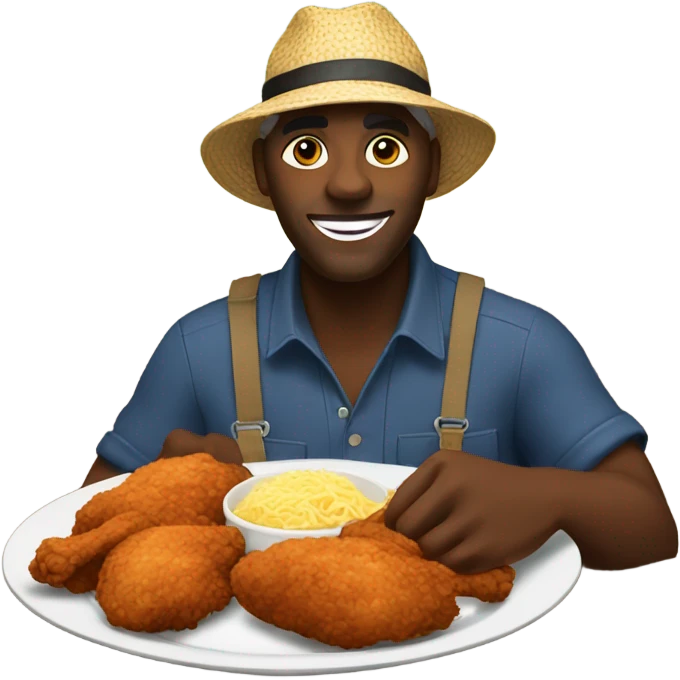 Black farmer eating chicken  emoji