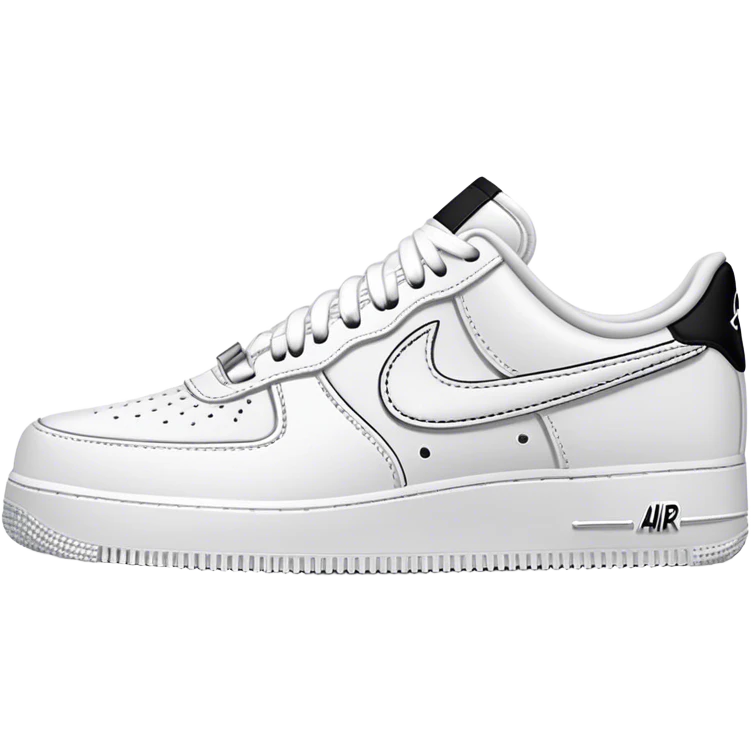 All white air force 1s with black stitching  emoji