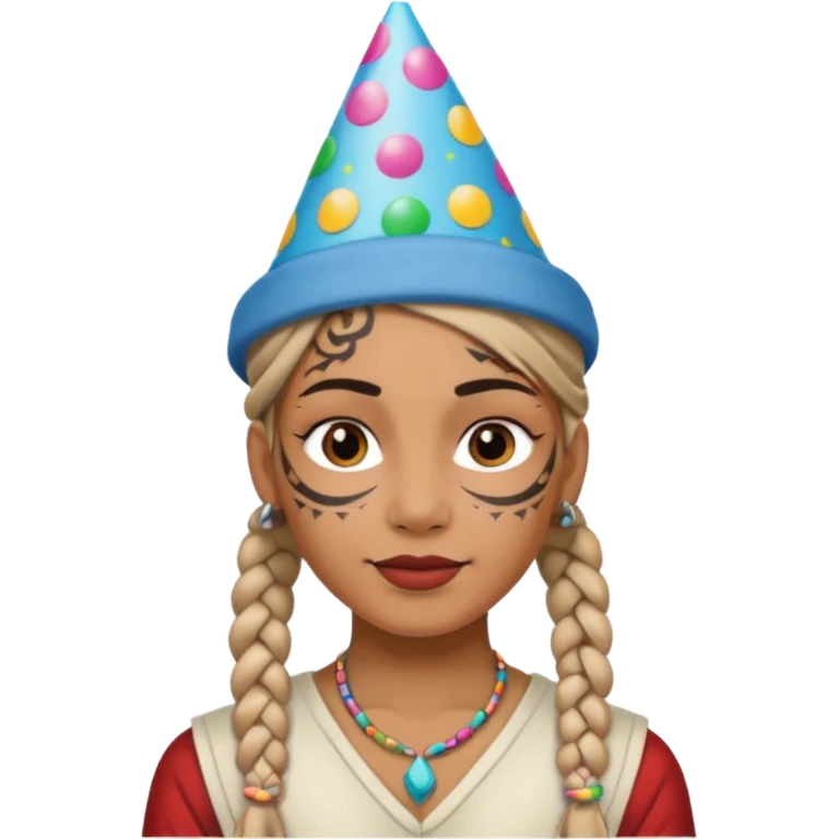 braided and tattoedbraided with lots lots lots of face tattooes and a party hat emoji