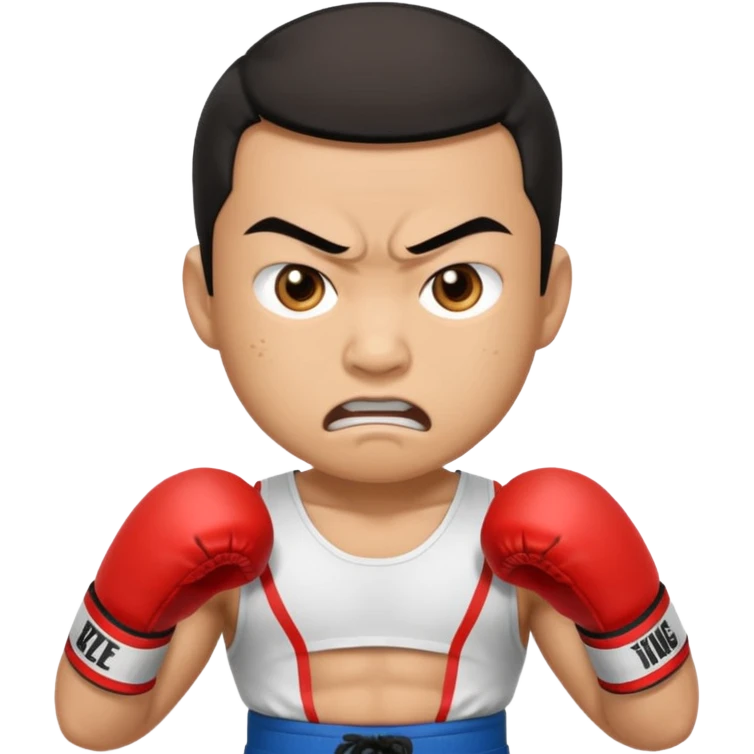click that wong sze man face in thai boxing with angry face 20 times emoji