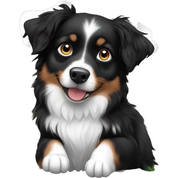 Small black australian shepherd dog Christmas tree emoji