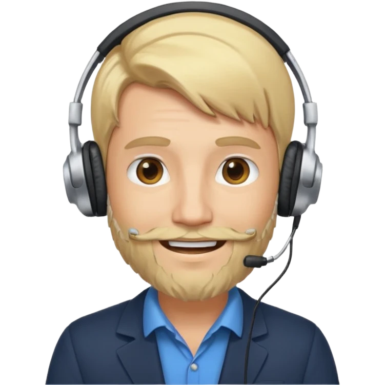 a sales agent with headphones and beard blonde hair smile emoji