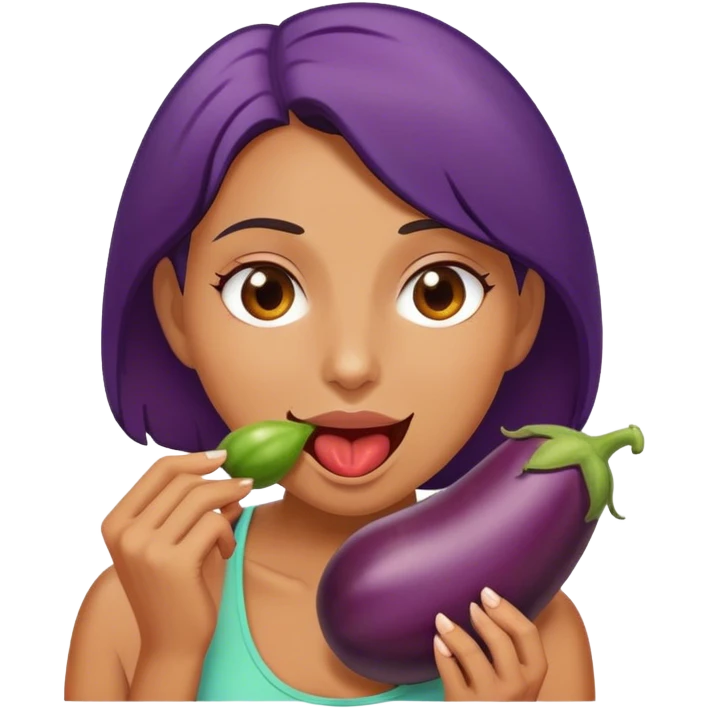 Woman biting eggplant  emoji