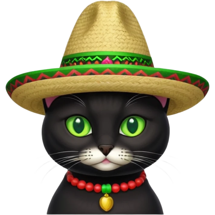 mexican hat black cat emoji