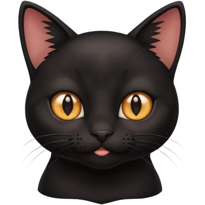Black cute and funny cat with deep eyes and different emotions emoji