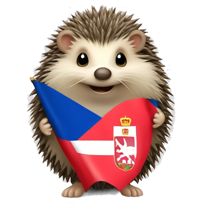 hedgehog with flag of serbia emoji