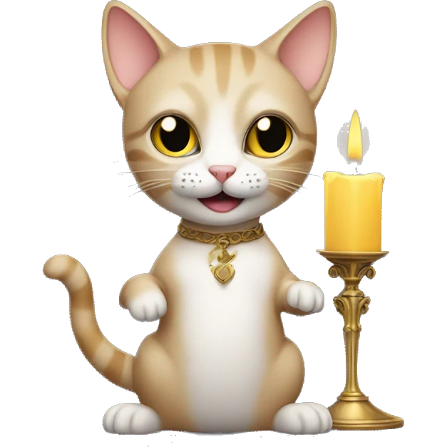 Cat holding candelabra  emoji