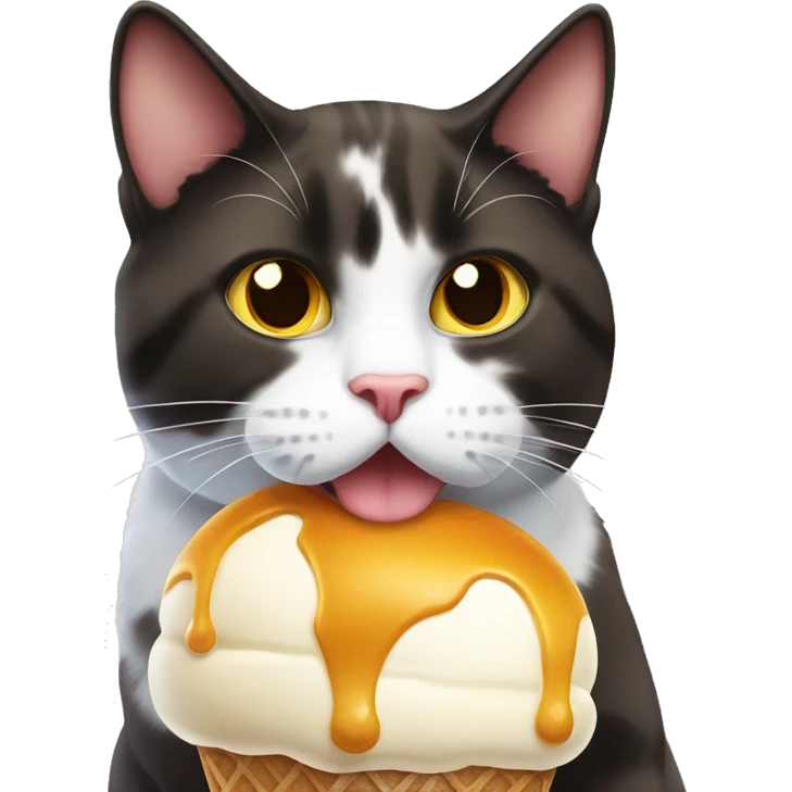 Icecream with calico cat emoji
