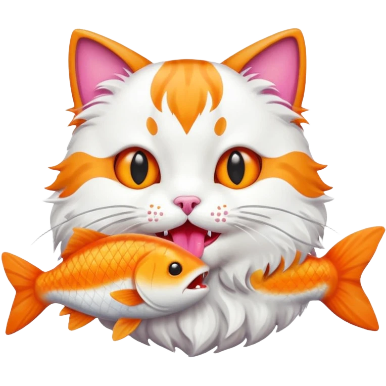 kucing makan ikan emoji