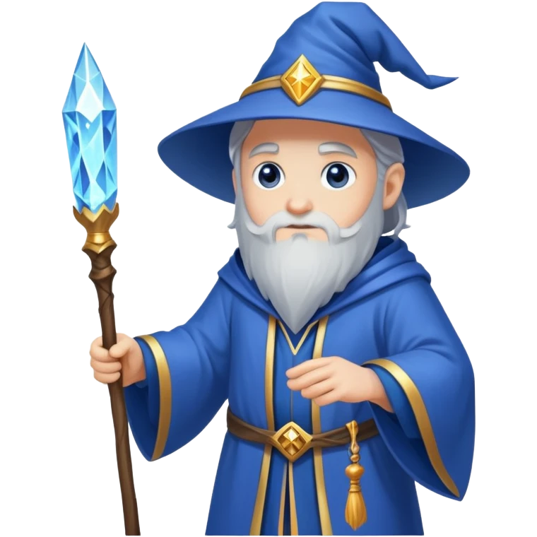 wizard hero with magical staff and blue robes emoji