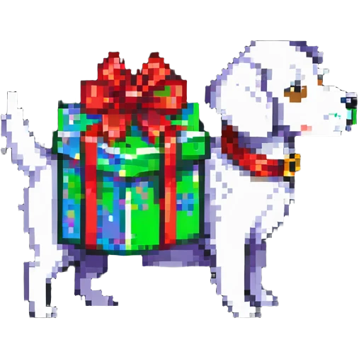 dog carrying a wrapped gift emoji